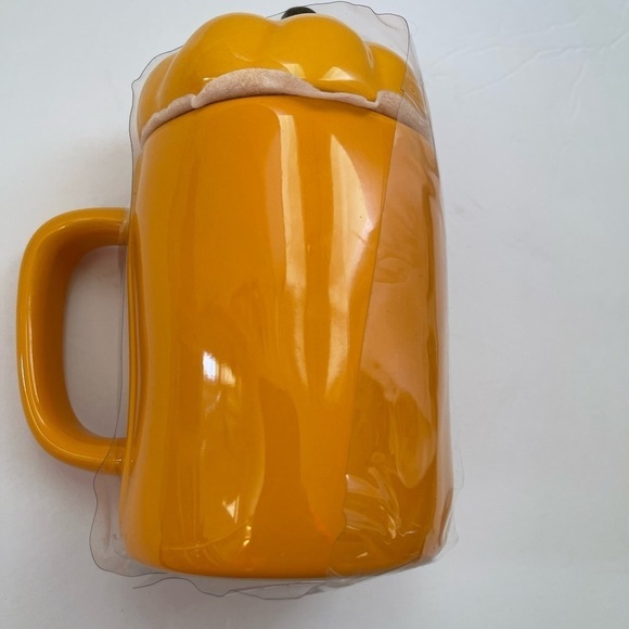 Rae Dunn Oh My Gourd Mug with Lid NWOT fall Autumn Orange Mug - Picture 3 of 5